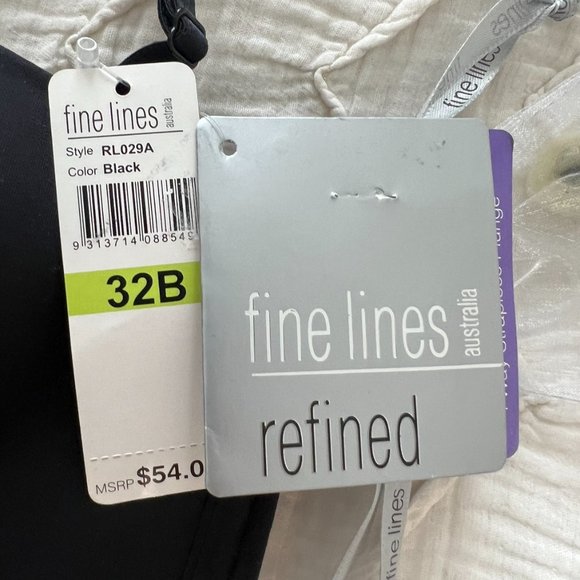 FINE LINES New Refined Plunge Bustier Bra RL029A 32B Black - Picture 3 of 4